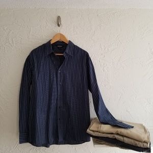 Men's Elliott Navy & Light Blue Stripe Dress Shirt